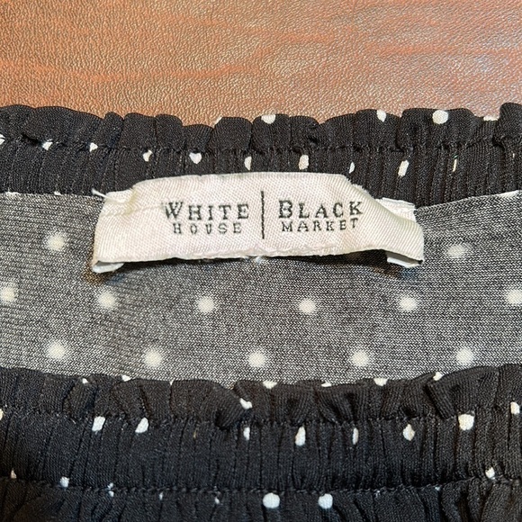 WHITE HOUSE BLACK MARKET WHBM  Black w/ White Polka Dots Top - Picture 8 of 10